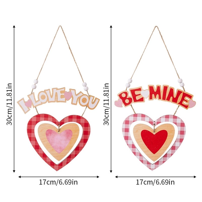 Valentine's Day Heart-Shaped Wooden Hanging Ornament Cute Letter Indoor Date Decoration|Home Decor
