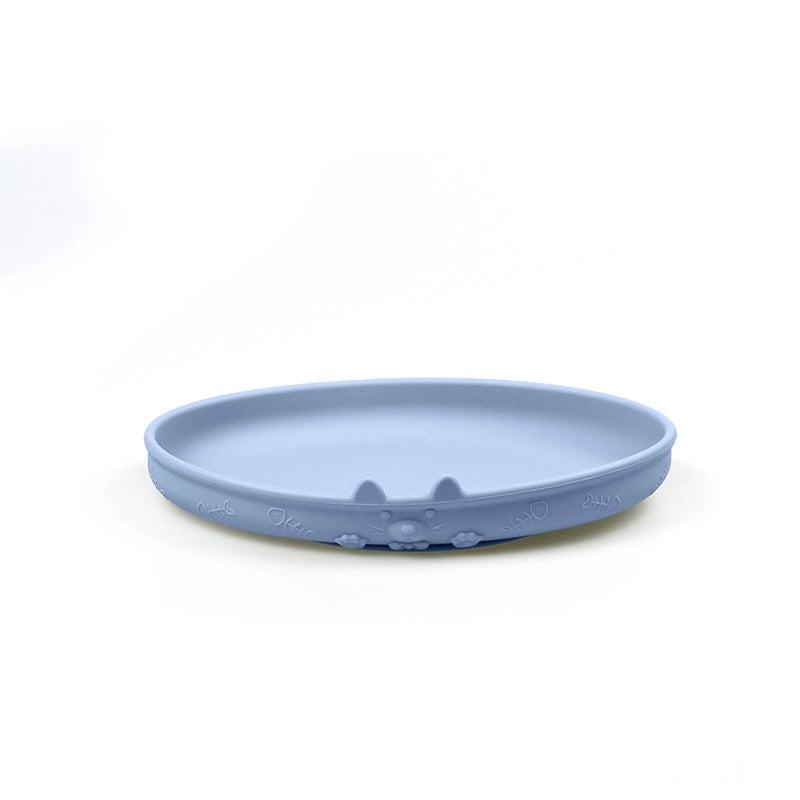 Cartoon Cat Silicone Baby Plate with Suction Base for Kids Mealtime | Baby Tableware
