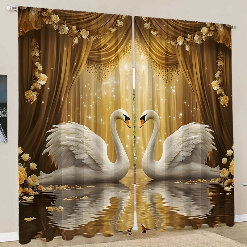 2pcs European Style 3D Digital Printed Curtains Set|Home Decor Curtains