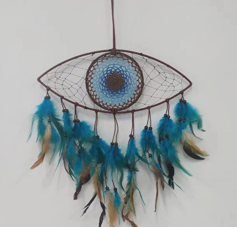 Rustic Devil's Eye Feather Iron Wall Hanging|Home Decor Wall Art