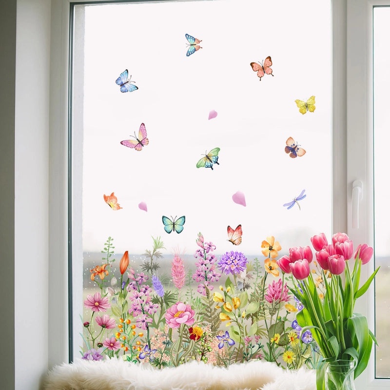 Botanical Butterfly PVC Wall Decal for Casual Pastoral Home Decor|Wall Stickers & Decals