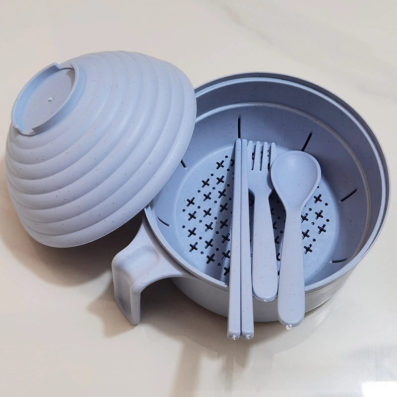 日式麦秸方便面碗带盖筷子套装|餐具厨房用品