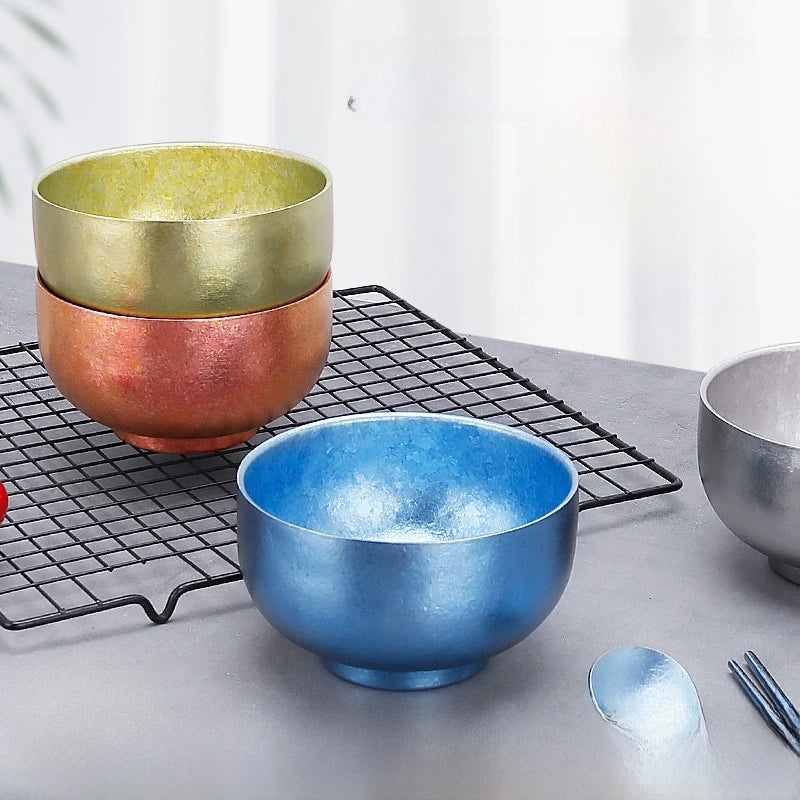 纯钛双层加厚饭碗 高端餐厅用户外保温钛合金汤碗 家用多功能圆形餐具|餐具厨具