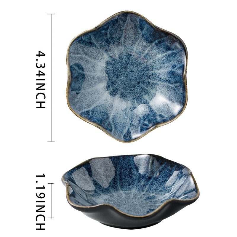 Ceramic Lotus Jewelry Plate Blue Pink Nordic Style Snack Tray Household Storage Dish|Home Decor & Storage