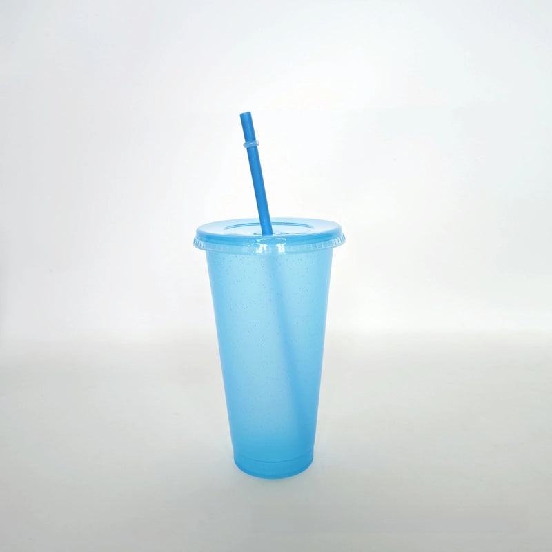 710ml Large Capacity Glitter Sipper Cup with Logo, Creative PP Plastic, 15 Color Options | Drinkware & Tumblers