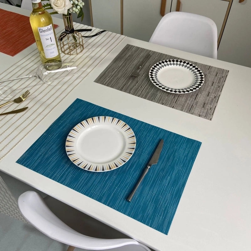 European-style Solid Color PVC Woven Insulated Western Placemat for Home & Hotel Dining|Table Linens & Placemats
