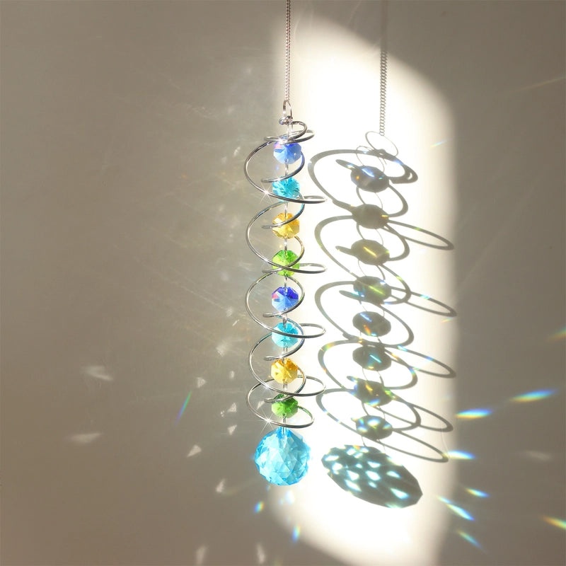 Elegant Spiral Glass Suncatcher Wind Chime for Home Decor | Outdoor & Indoor Wall Art