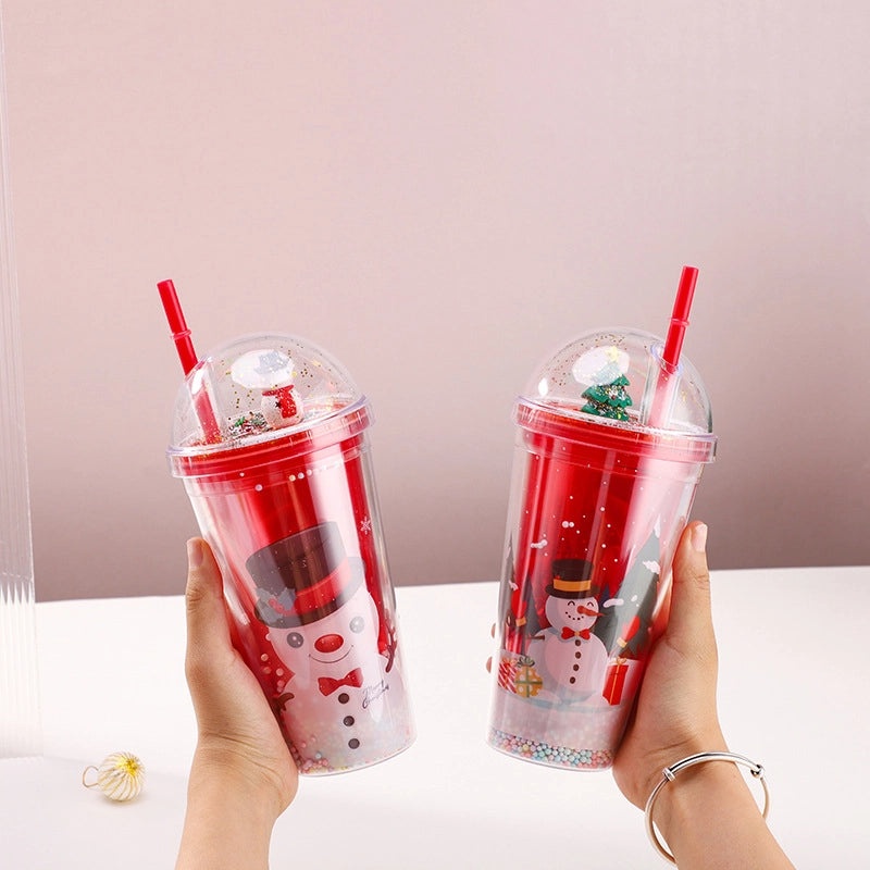 Holiday Christmas Tree Santa Snowman Plastic Water Bottle 1 Piece | Kitchen & Dining