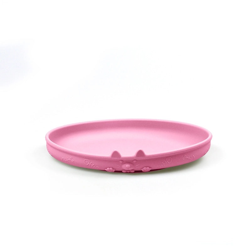 Cartoon Cat Silicone Baby Plate with Suction Base for Kids Mealtime | Baby Tableware