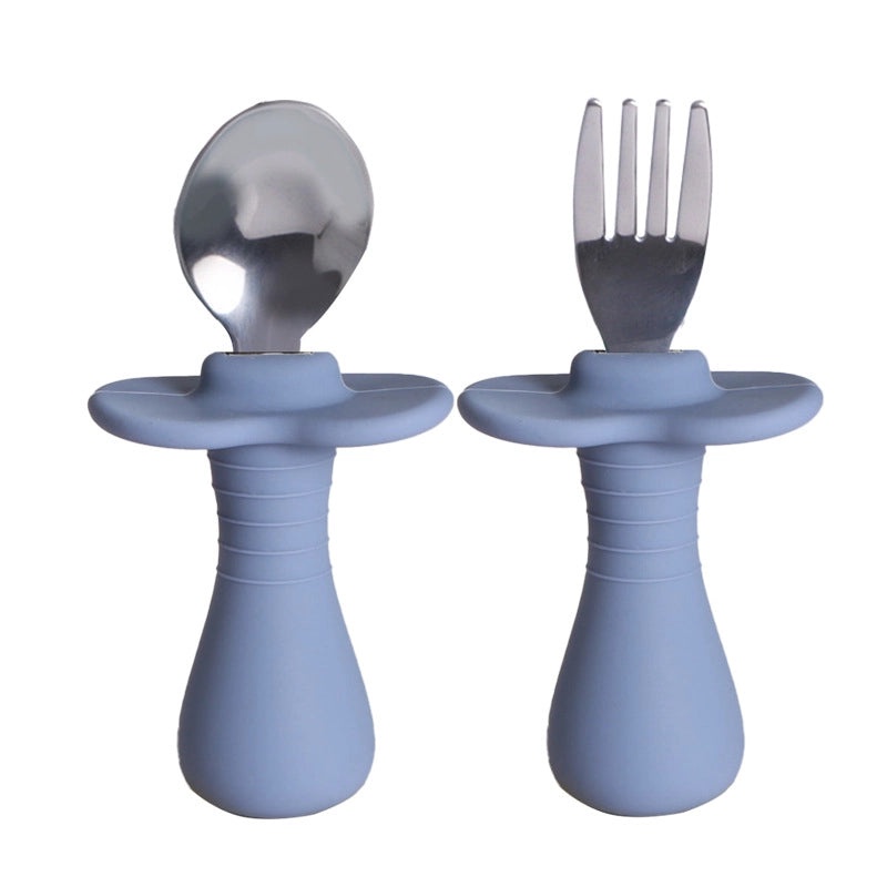 Baby Silicone Training Fork and Spoon Set for Kids | Kids Tableware