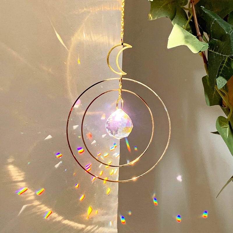 Geometric Moon Crystal Pendant Minimalist Wall Decor|Home Decor