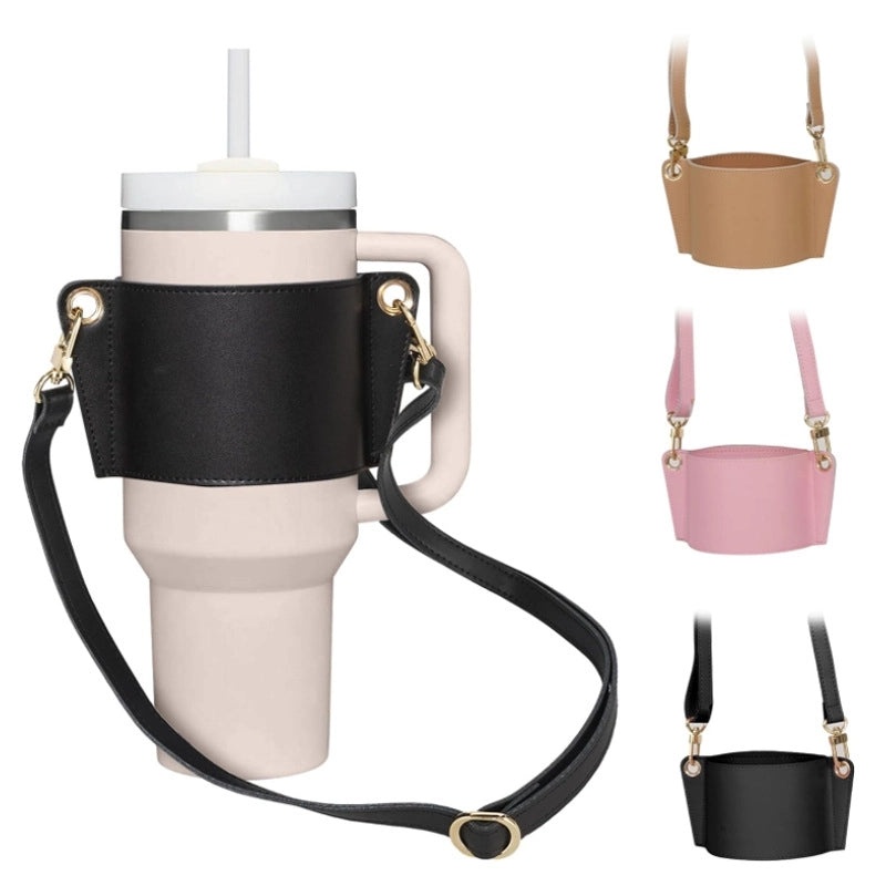 Casual Solid Color PU Leather Coffee Cup Sleeve Single Piece|Drinkware Accessories