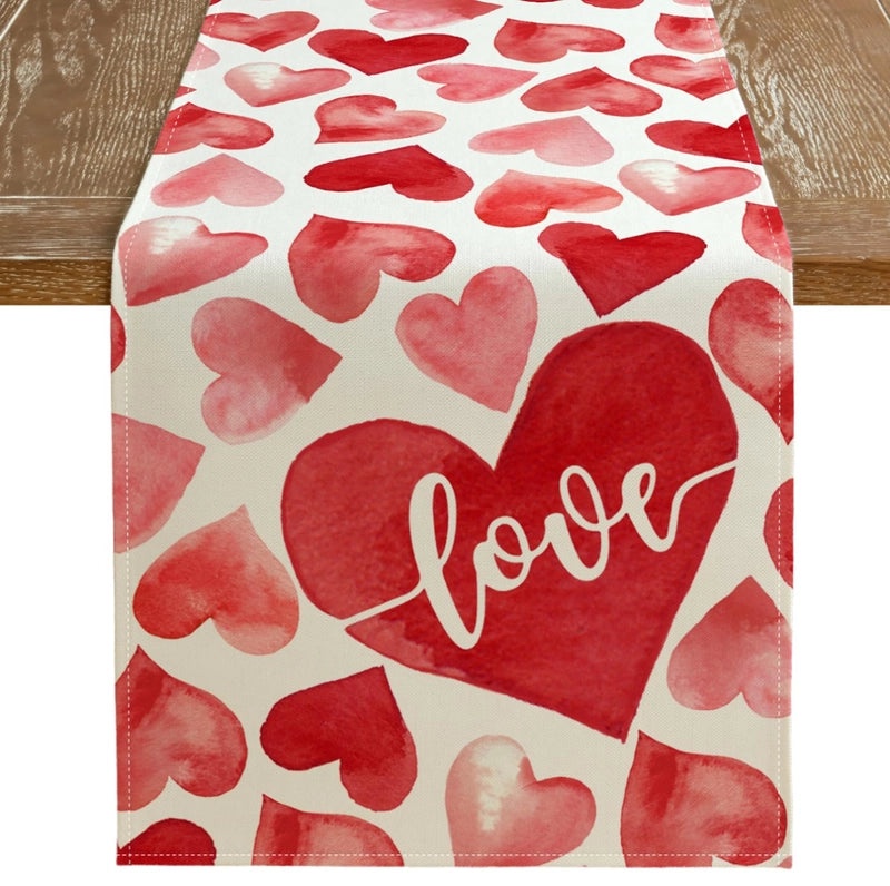 Valentine's Day Elegant Minimalist Heart Letter Polyester Tablecloth | Home Decor