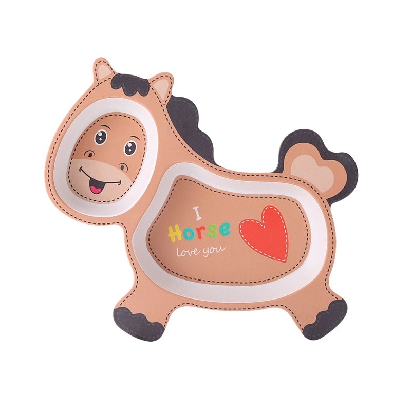 Cute Cartoon Bamboo Fiber Kids Plate Baby Dish Grid for Household Kindergarten Use|Children's Tableware