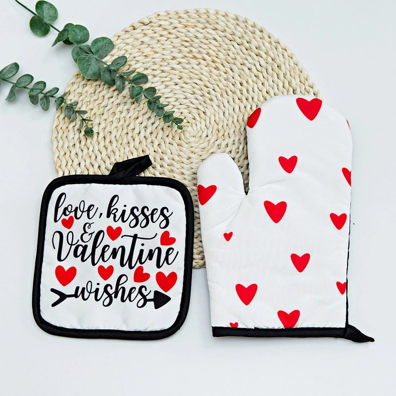 Heat Resistant Polyester Gloves with Modern Santa Claus Design|Christmas Accessories