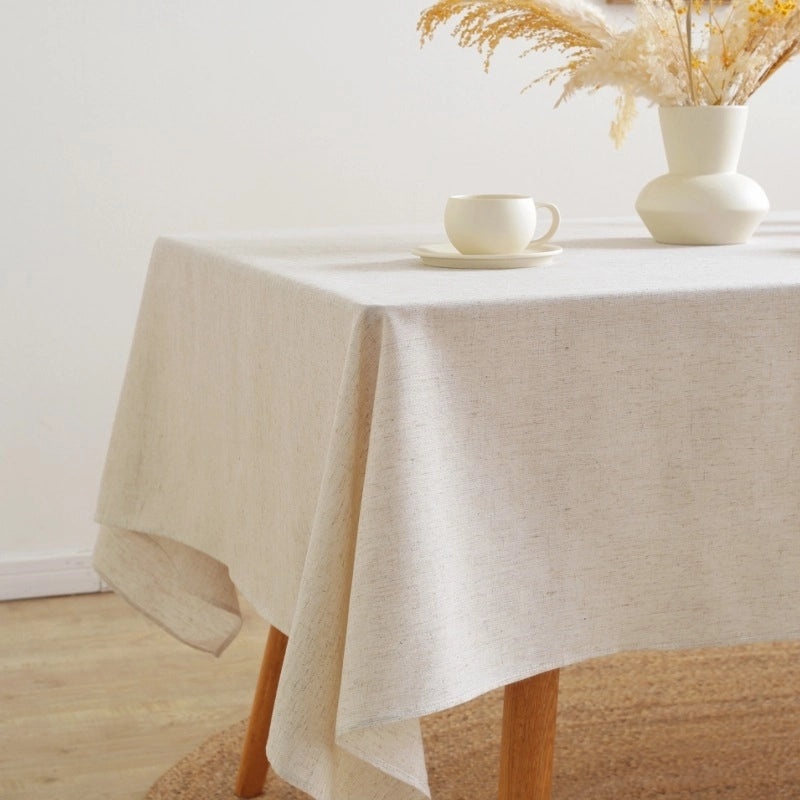 Le Xuan Nordic Simple Plain Color Polyester Linen Rectangular Tablecloth|Home Decor Tablecloths