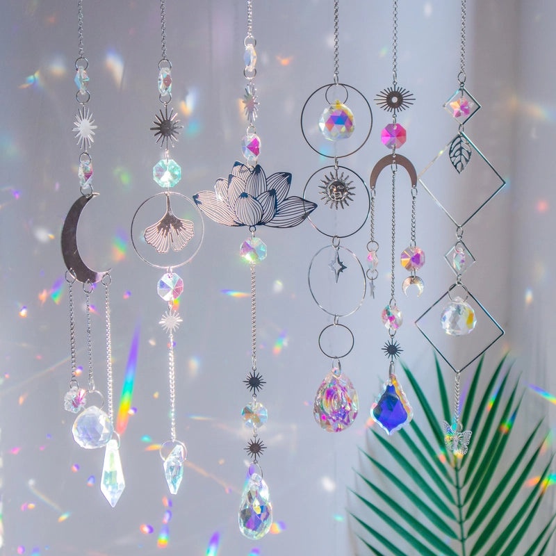 Moon and Lotus Crystal Suncatcher|Home Decor Accessories