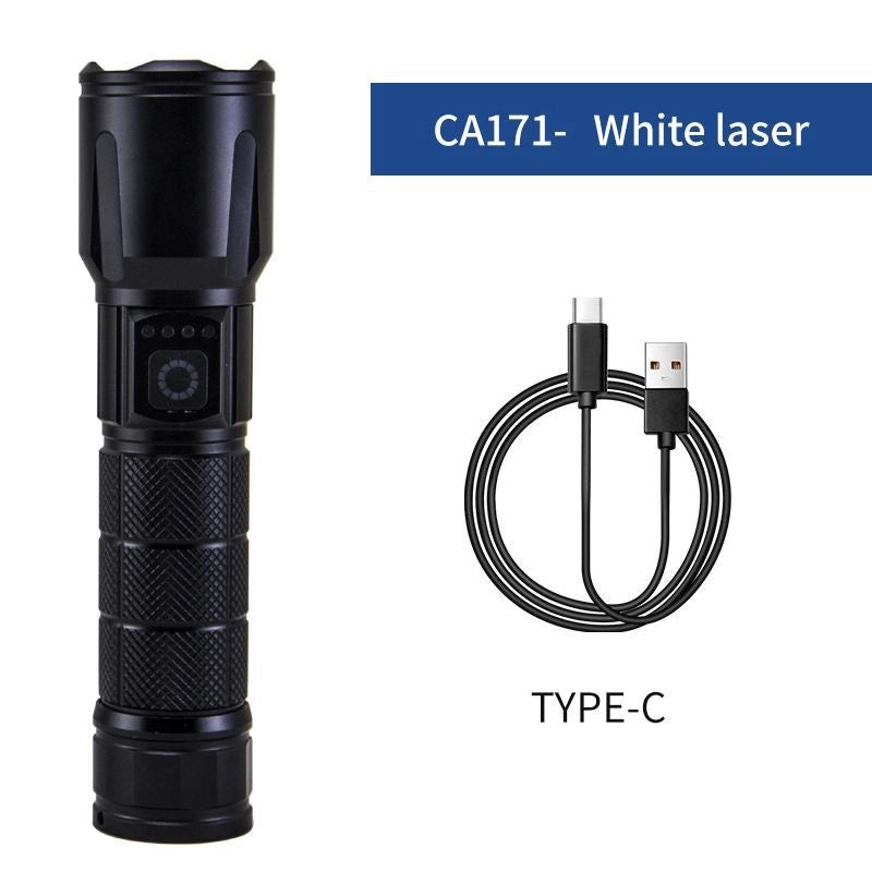Aluminum Alloy Zoomable Laser Flashlight Fast Charging Long-Range Portable Torch|Outdoor Lighting