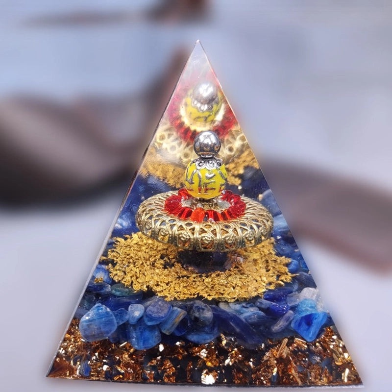 Set of 2 Chinoiserie Resin Crystal Pyramids Decorative Artificial Ornaments | Home Decor