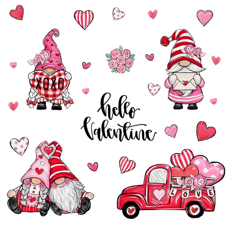 Cute Valentine’s Day Heart Letter Cartoon PVC Wall Sticker for Home Decor|Wall Stickers & Decals