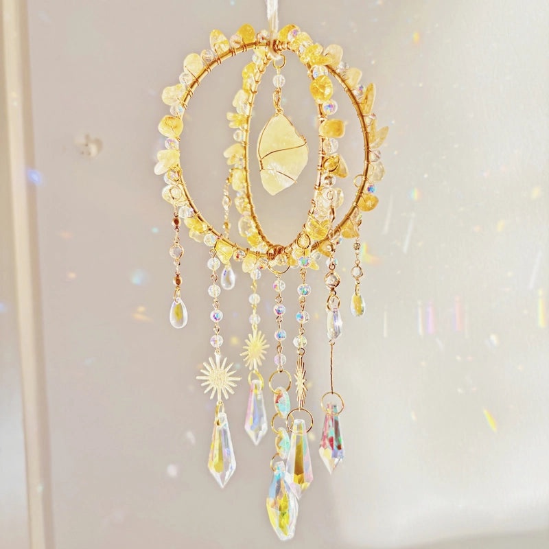 Girls Sweet Geometric Crystal Dreamcatcher Wall Hanging Home Decor