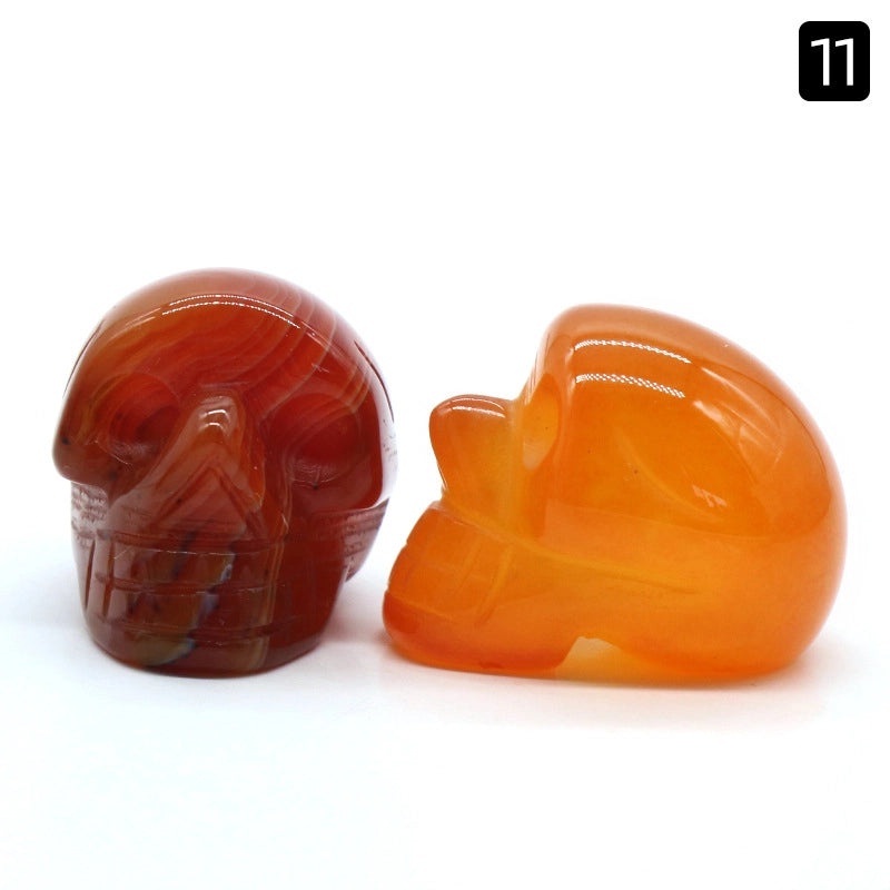 Halloween Vintage Skull Natural Crystal Agate Ornament | Home Decor & Seasonal Accessories