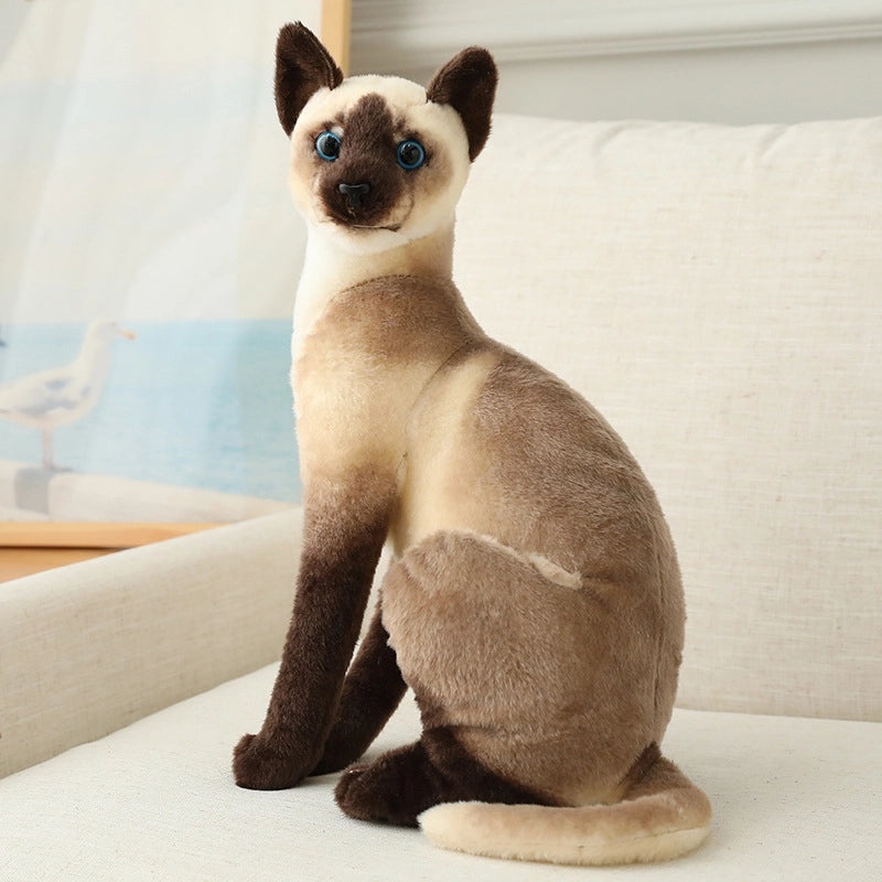 Realistic Siamese Cat Plush Toy Orange Civet Cat Sitting and Lying Pose Soft Doll|Plush Toys & Collectibles