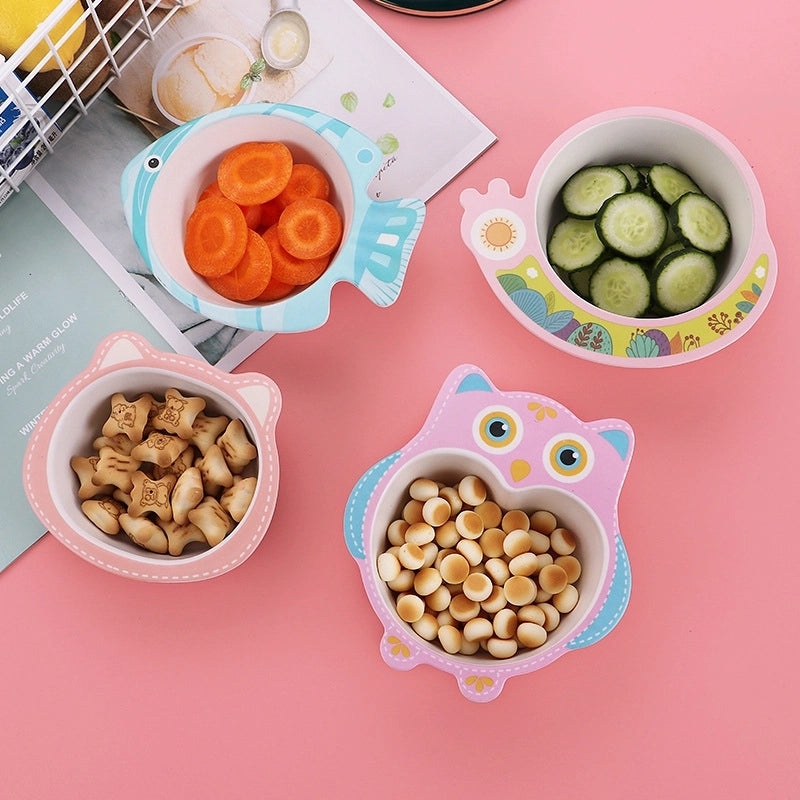 Adorable Cartoon Bamboo Fiber Kids Tableware Single Piece|Kitchen & Dining