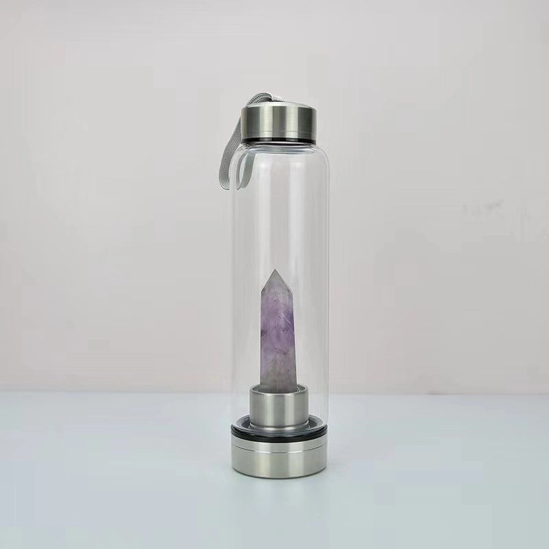 Hexagonal Crystal Energy Glass Water Cup with Magic Wand and Spa Logo|Home & Kitchen - Drinkware & Barware