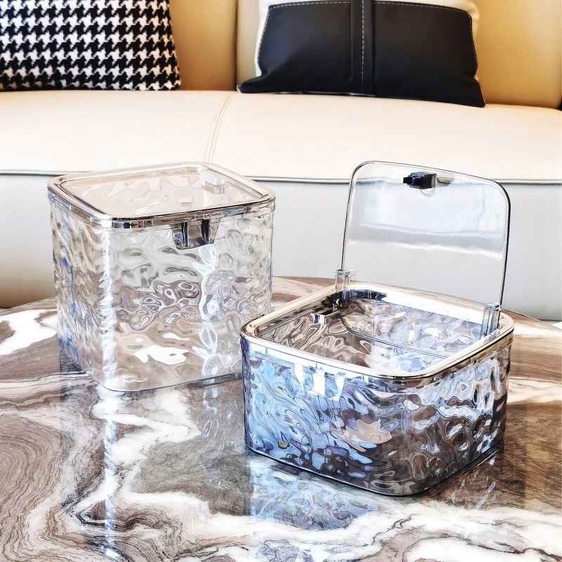 Mini Desktop Push-Open Trash Can Elastic Lid Sanitary Garbage Bin with Glacier Pattern for Car and Home Use|Home & Kitchen Storage