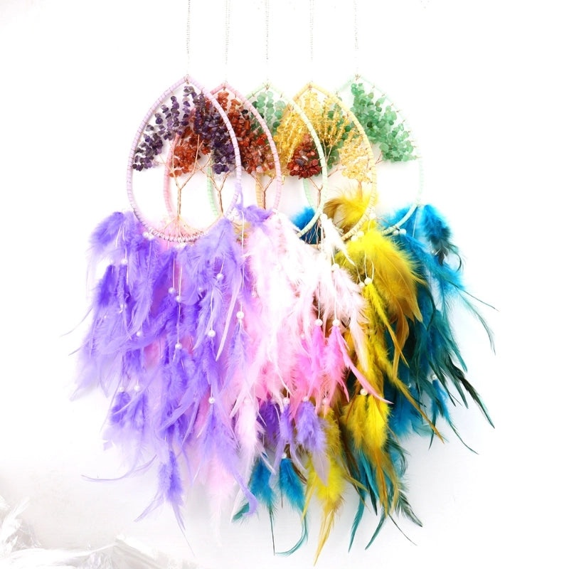 Minimalist Feather Crystal Metal Dreamcatcher Decor | Home Decor