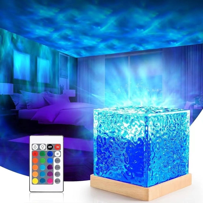 Rotating Water Pattern Night Light Imitation Log Flame Lamp Dynamic Light and Shadow Atmosphere|Home Decor Lighting