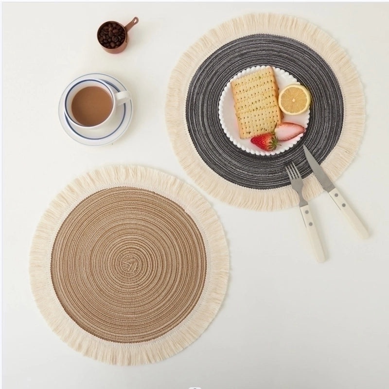 Cotton Yarn Placemat for Casual Vacation Dining, Solid Color, Single Piece|Home & Kitchen Table Linens