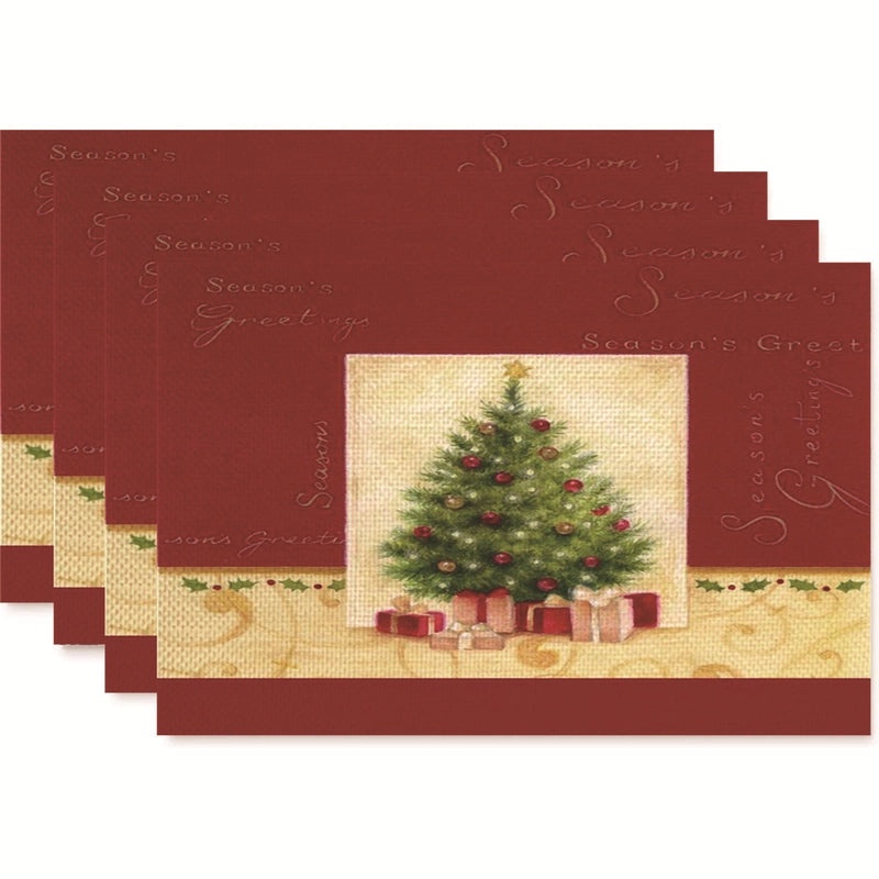 Nordic Christmas Tree Bow Knot Snowflake Linen Cotton Placemat|Home Decor & Tableware