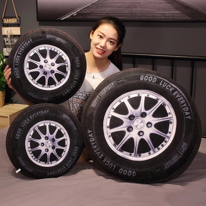 Minimalist Tire Plush Throw Pillow for Couch and Sofa | Home Decor & Pillows