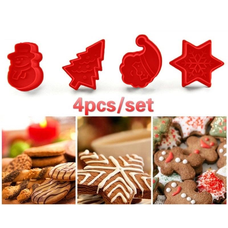 Christmas Holiday Cookie Molds Set with Tree Santa Claus and Snowflake Designs | Kitchen & Baking Tools
