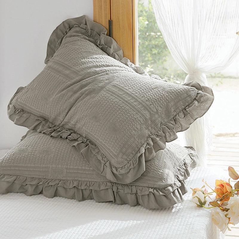 European Style Pure Cotton Waffle Lace Large Pillowcase Envelope Design Non-slip Non-shedding|Home Textiles Bedding