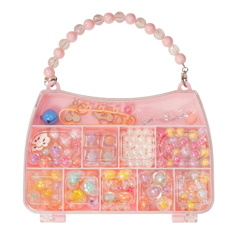 Kids DIY Beaded Jewelry Kit Portable Box Loose Beads for Bracelet Necklace Handmade Craft Gift|Children's Jewelry Craft Supplies