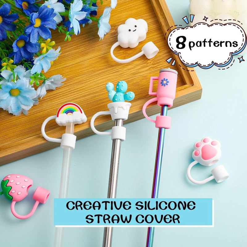 Women's Silicone Straw Covers Daily Drinkware Flower Star Strawberry