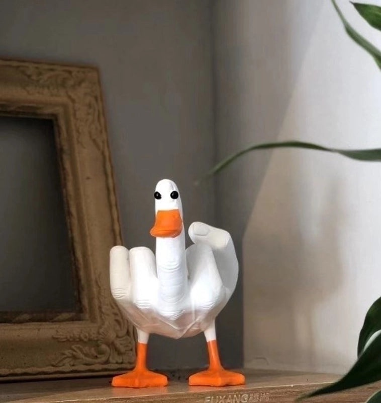 Playful Middle Finger Duck Resin Figurine | Home Decor Ornaments