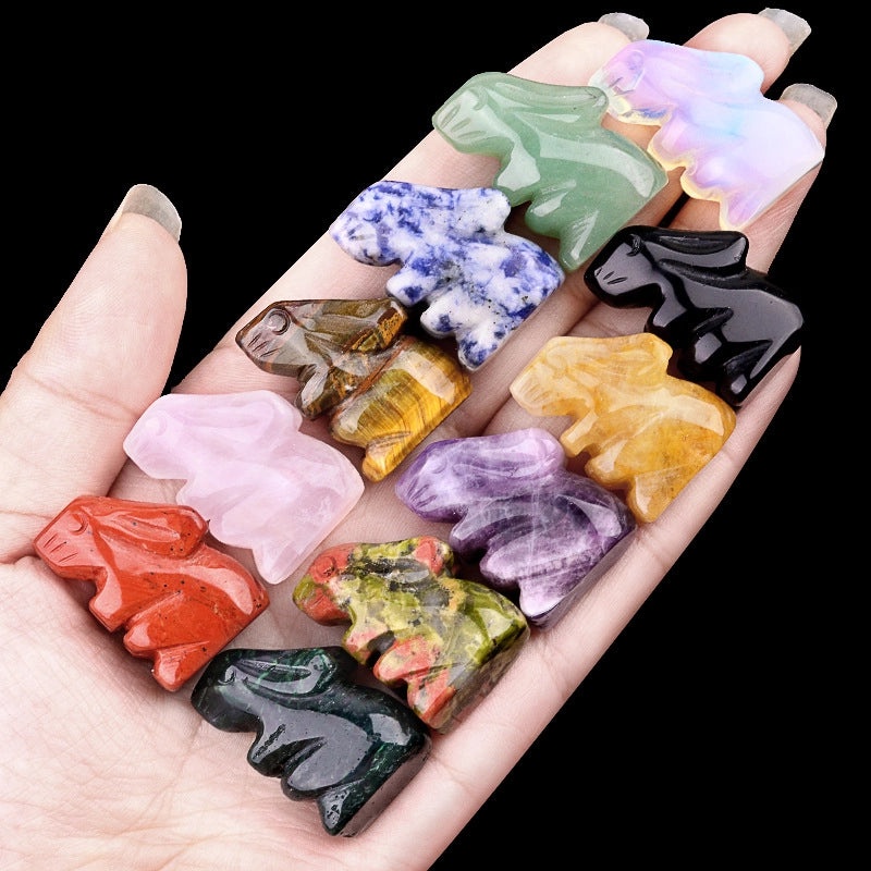 Adorable Rabbit Shaped Natural Crystal Agate Ornament for Home Decor | Home Decor & Accessories