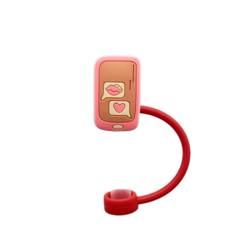 Valentine's Day Red Heart Silicone Straw Caps, 10 Pieces Set | Drinkware Accessories