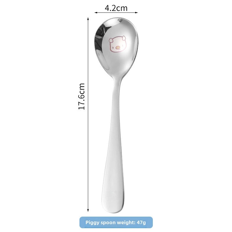 304 Stainless Steel Cartoon Baby Spoon Cute Feeding Spoon for Children Learning to Eat | Baby Feeding Accessories