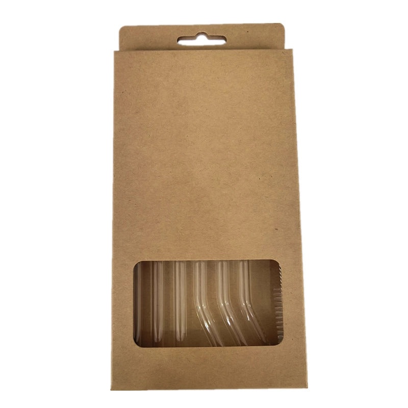 Neutral Transparent Borosilicate Glass Straws Set|Drinkware & Accessories