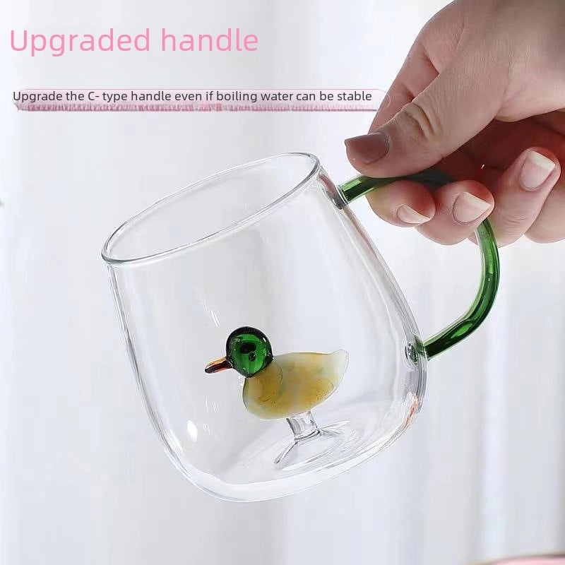 3D Animal Shape Glass Cup with Colorful Handle|Kitchen & Dining