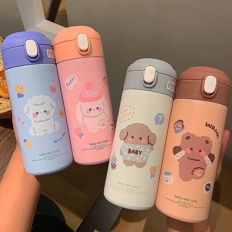 Adorable Cartoon Stainless Steel Vacuum Flask 1 Pc | Drinkware & Thermos Cups