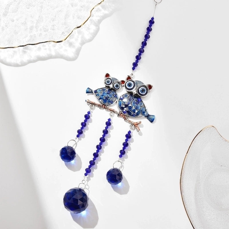 Rustic Devil's Eye Star and Moon Crystal Wind Chime Ornament|Home Decor