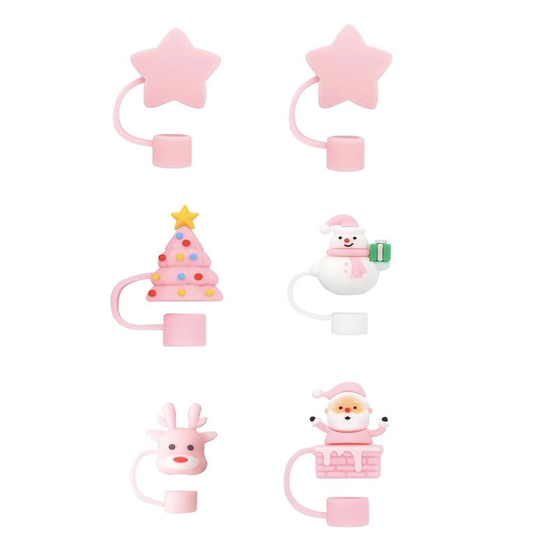 Christmas Santa Claus Silicone Straw Cap Set|Holiday Drink Accessories