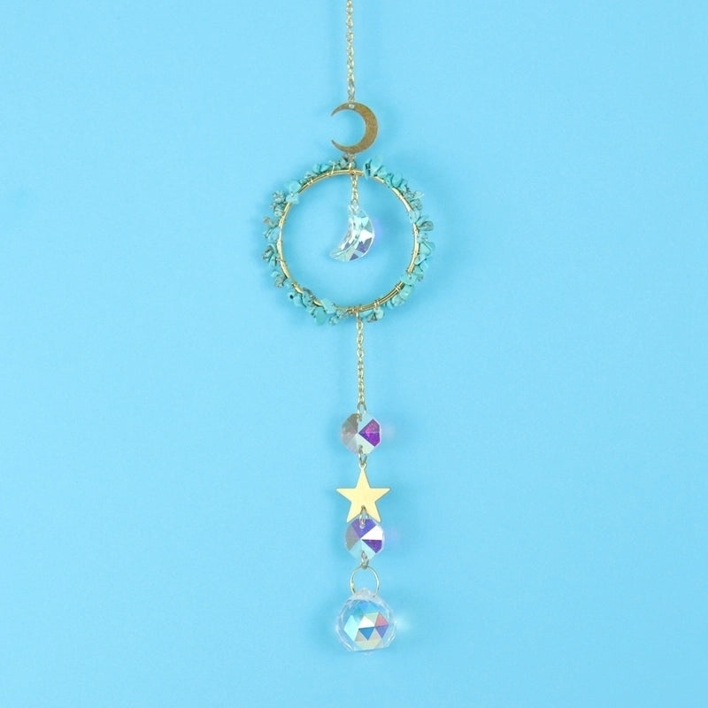 Star Moon Copper Pendant with Artificial Crystals | Jewelry & Accessories