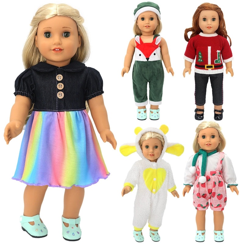 18 Inch Baby Doll Clothes for 43cm Dolls Autumn Winter Christmas Fox Theme Thick Warm Outfit|Doll Clothes & Accessories